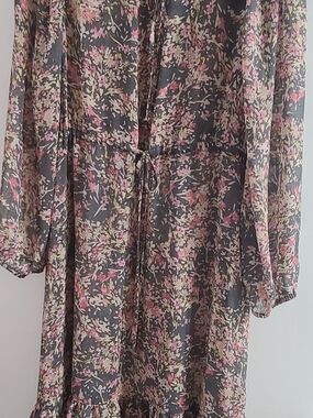 a.n.a Floral Elastic-Waist Long Sleeve Maxi Sz XL Milkmaid Prairie
